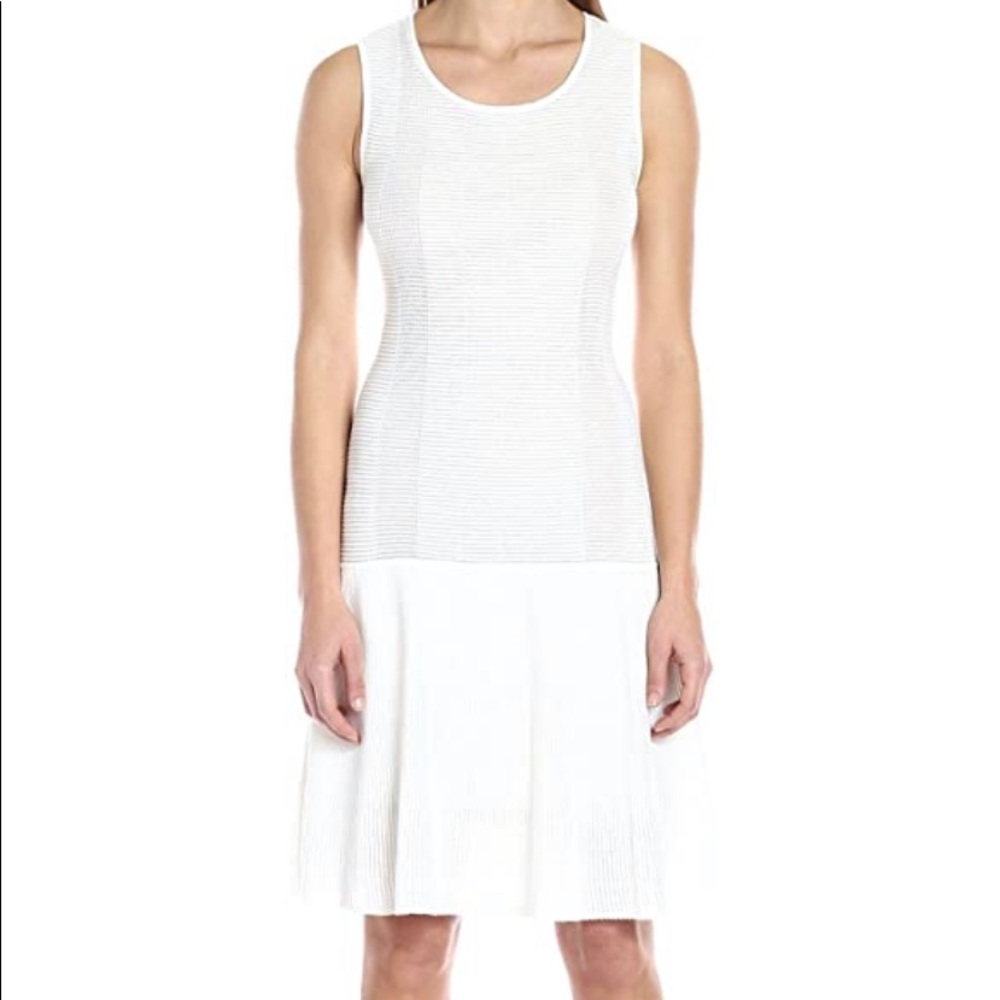 Calvin Klein White Ribbed Sleeveless Dress NWOT